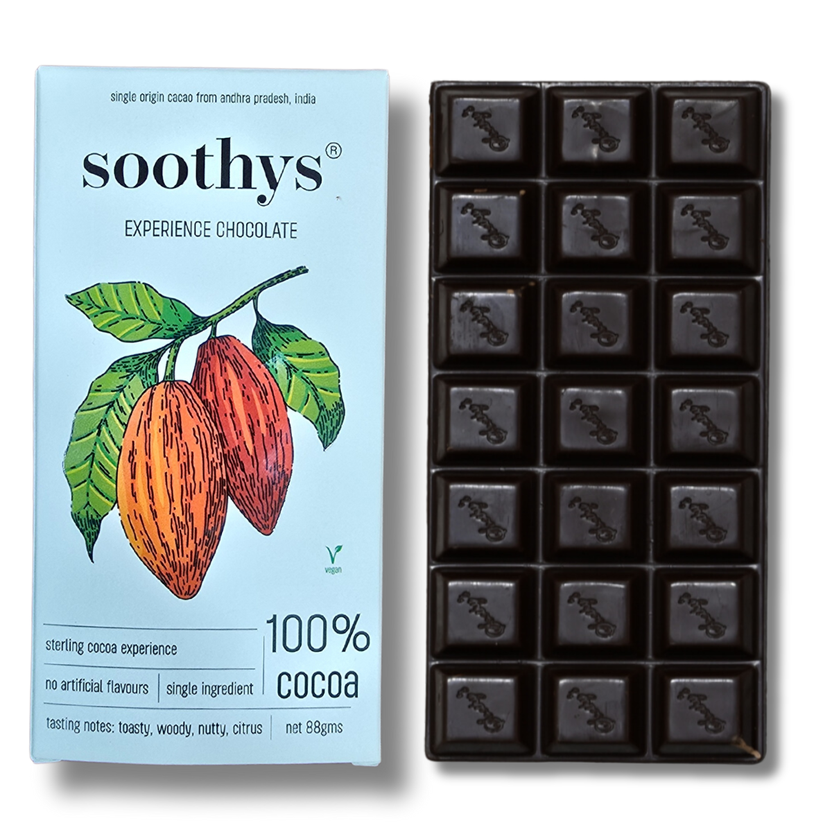 100% Dark Chocolate Bars Vegan 88gms