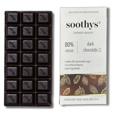 80% Dark Vegan Craft Chocolate Classic Bars | 88gms