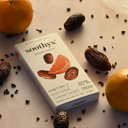 80% Dark Vegan Chocolate Bars Orange and Dates | 88gms